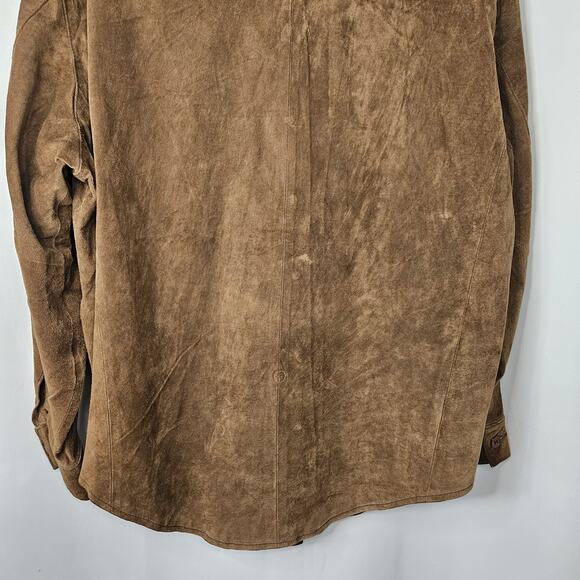Vintage Leather Shirt Womens M Brown Pig Suede Button Up Shirt Jacket - Picture 6 of 9